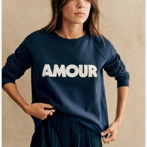Sezane “Amour” Navy Blue Sweatshirt, Medium M